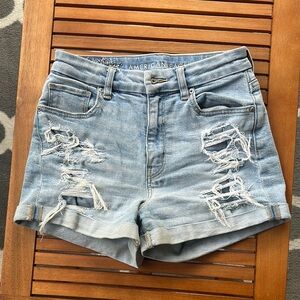 American Eagle Outfitters Blue Distressed Jean Shorts